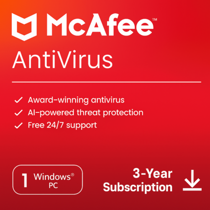 McAfee Antivirus – 1 User 3 Years License | Digital Key