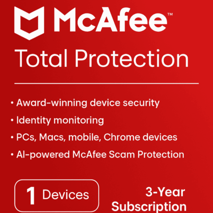 McAfee Total Protection – 1 PC 3 Years License | Email Delivery